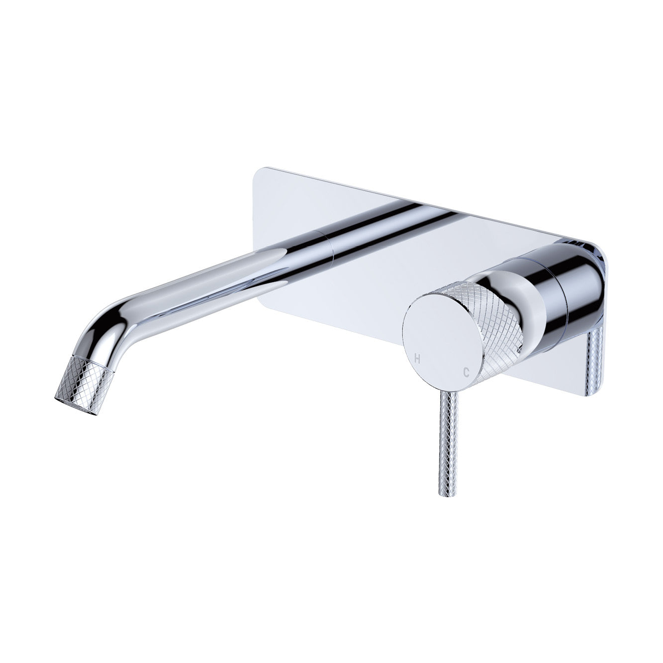 Axle Wall Basin/Bath Mixer Set, Rectangular Plate, 160mm Outlet - Chrome