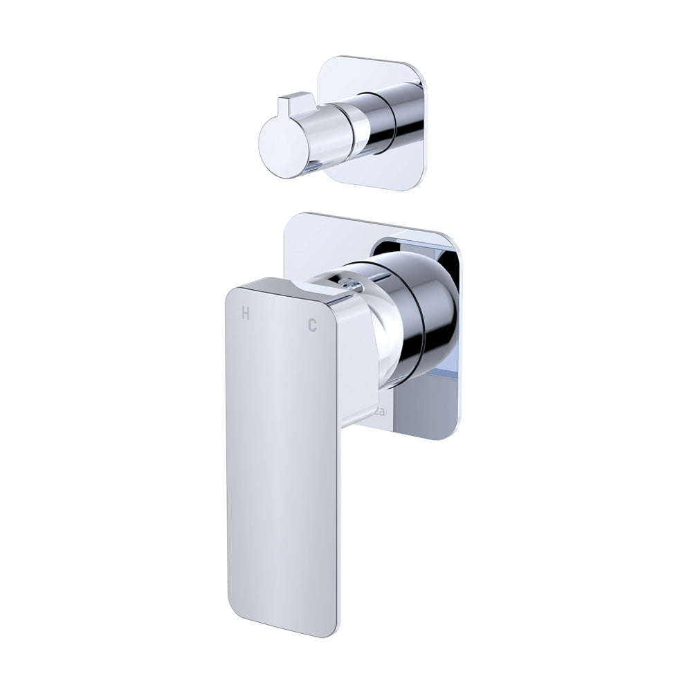 Tono Wall Diverter Mixer, Square Plates - Chrome