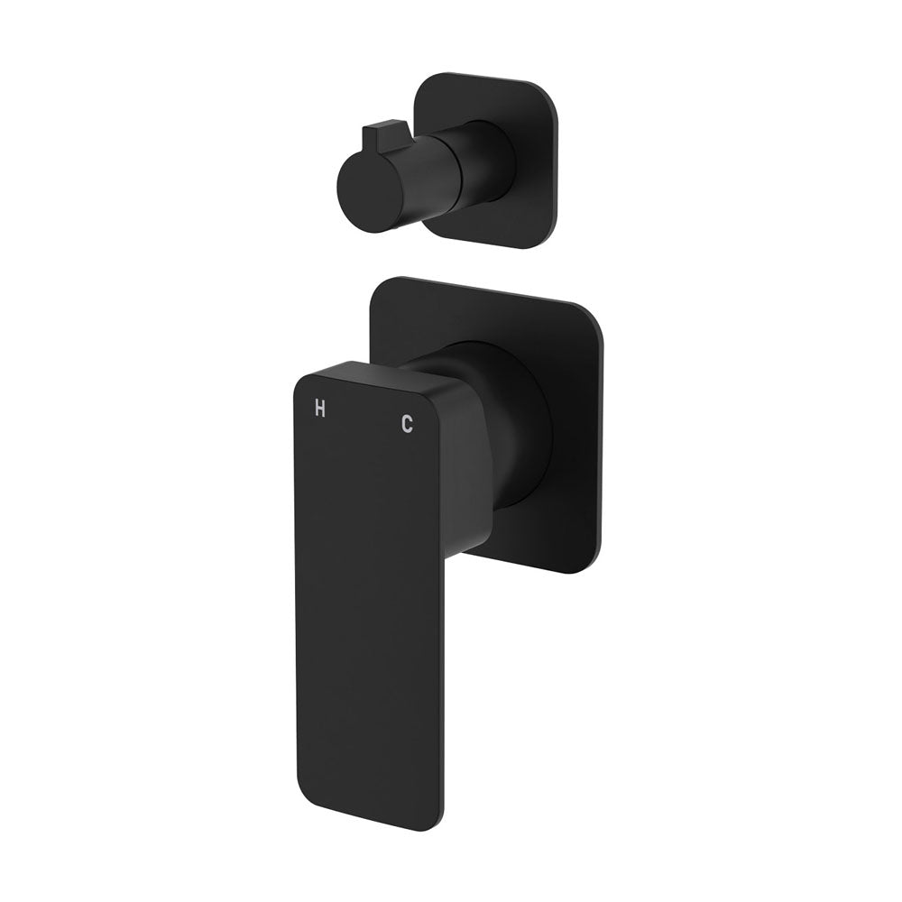 Tono Wall Diverter Mixer, Square Plates - Matte Black