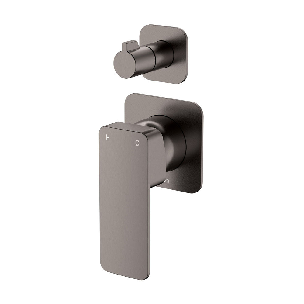 Tono Wall Diverter Mixer, Square Plates - Gun Metal