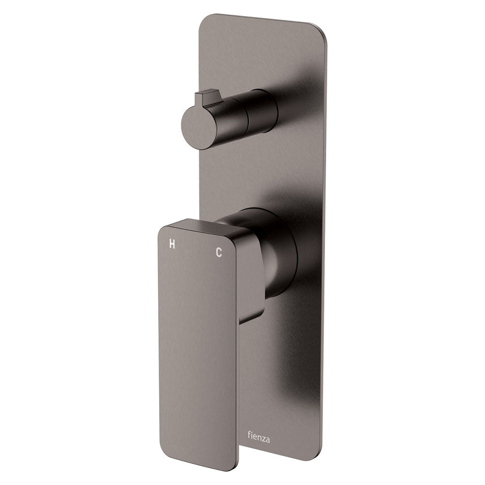 Tono Wall Diverter Mixer, Rectangular Plate - Gun Metal