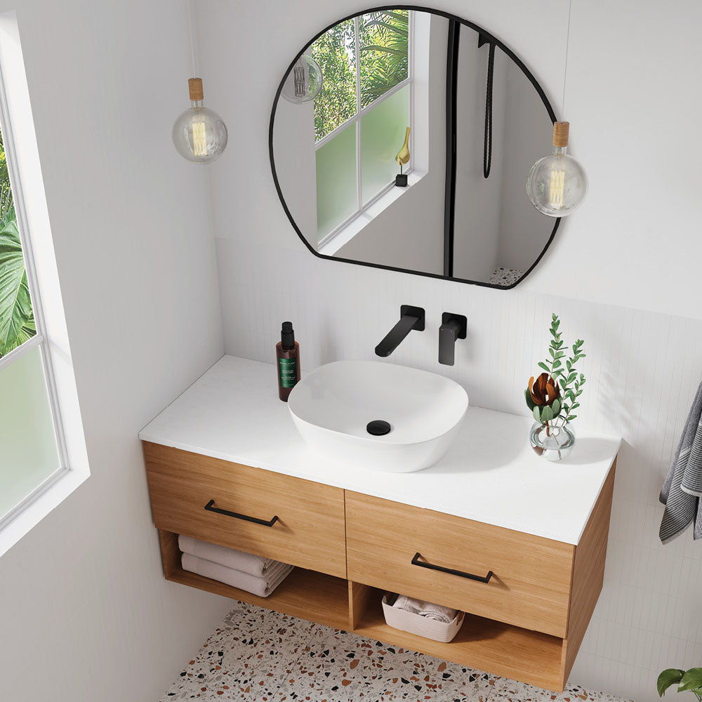 Tono Basin/Bath Wall Mixer Set, Square Plates, 200mm Outlet