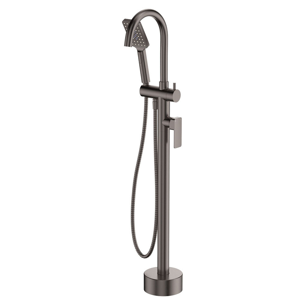 Tono Floor Mounted Bath Mixer With Hand Shower - Gun Metal
