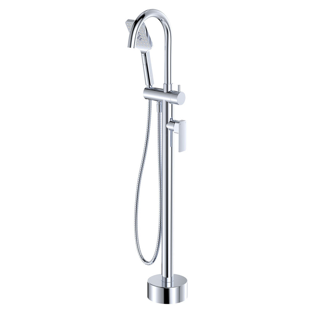 Tono Floor Mounted Bath Mixer With Hand Shower - Chrome