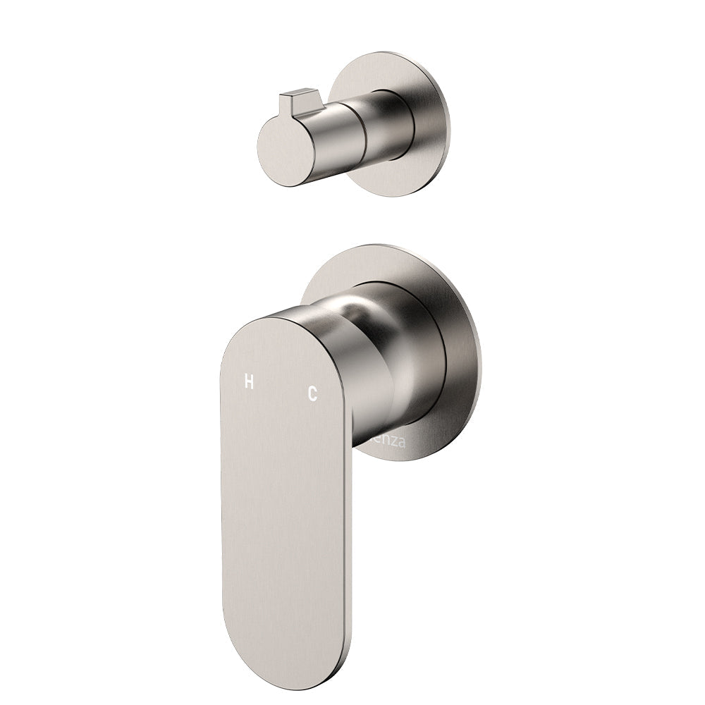 Empire Slim Wall Diverter Mixer, Small Round Plates, Vertical - Brushed Nickel