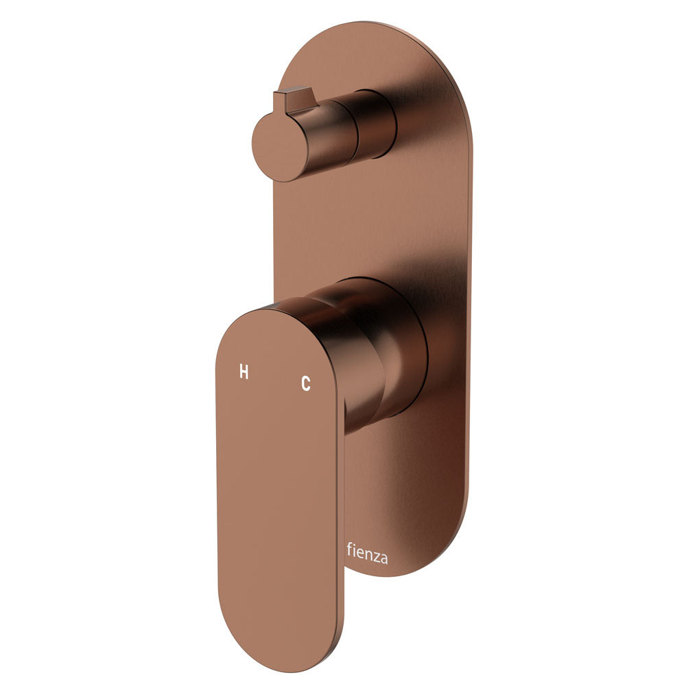 Empire Slim Wall Diverter Mixer, Large Oval Plate, Vertical - Brushed Copper