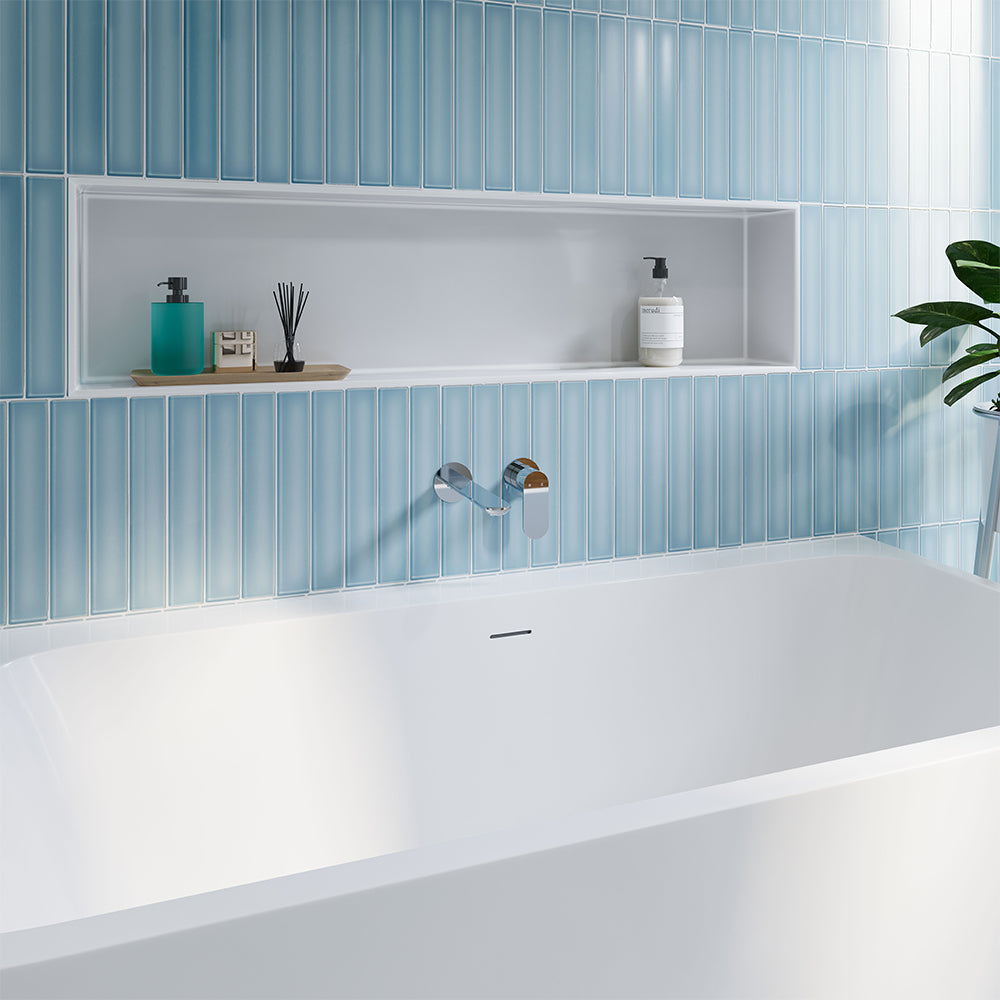 Empire Slim Basin/Bath Wall Mixer Set, Round Plates, 160mm Outlet