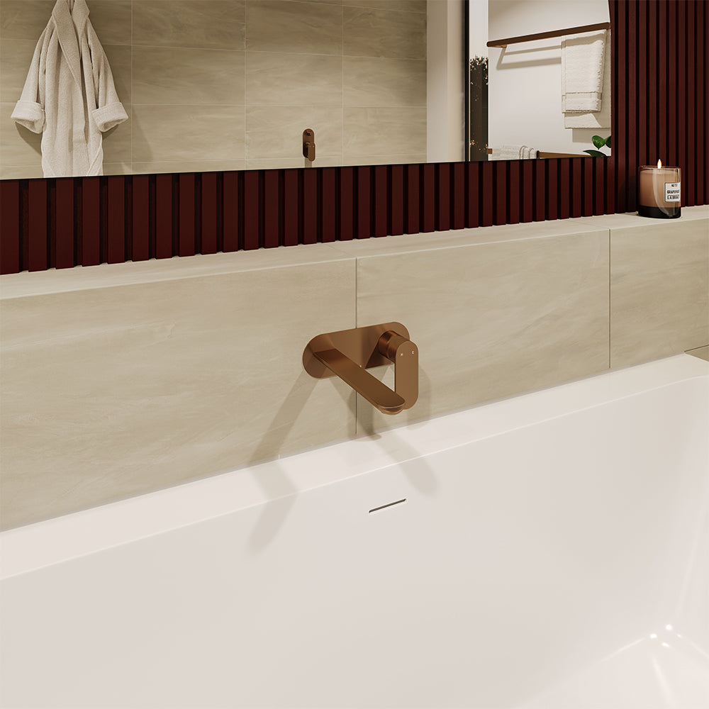 Empire Slim Basin/Bath Wall Mixer Set, Round Plates, 160mm Outlet