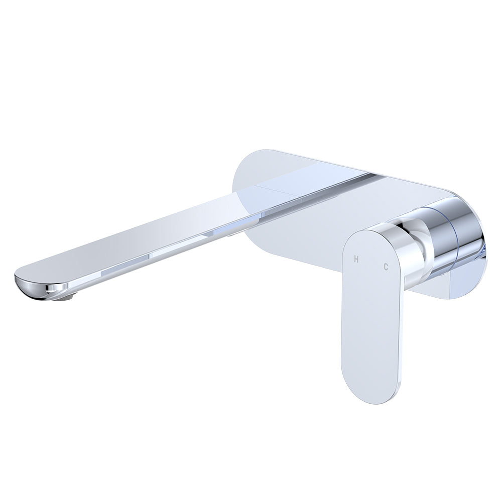 Empire Slim Basin/Bath Wall Mixer Set, Oval Plate, 200mm Outlet - Chrome