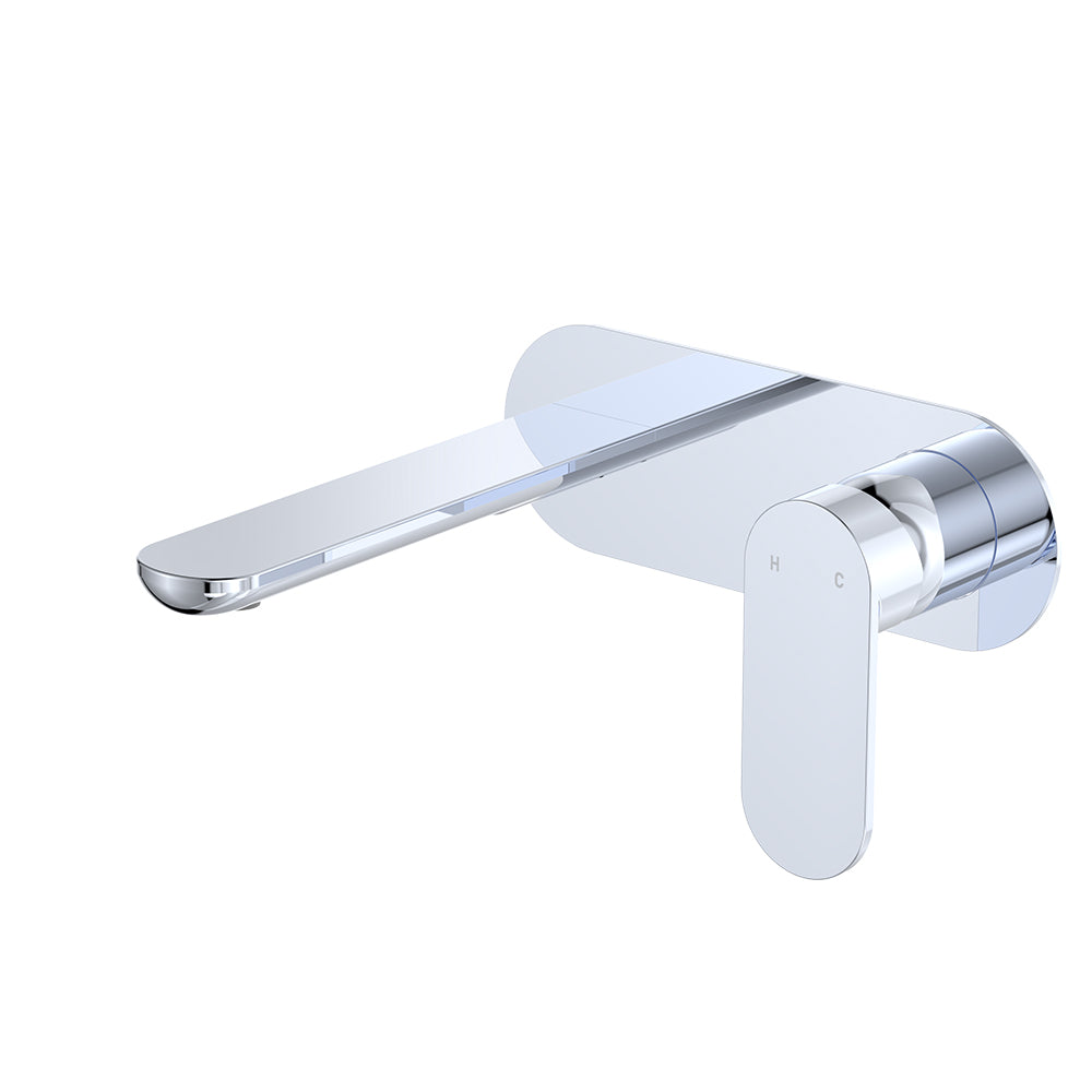 Empire Slim Basin/Bath Wall Mixer Set, Oval Plate, 160mm Outlet - Chrome