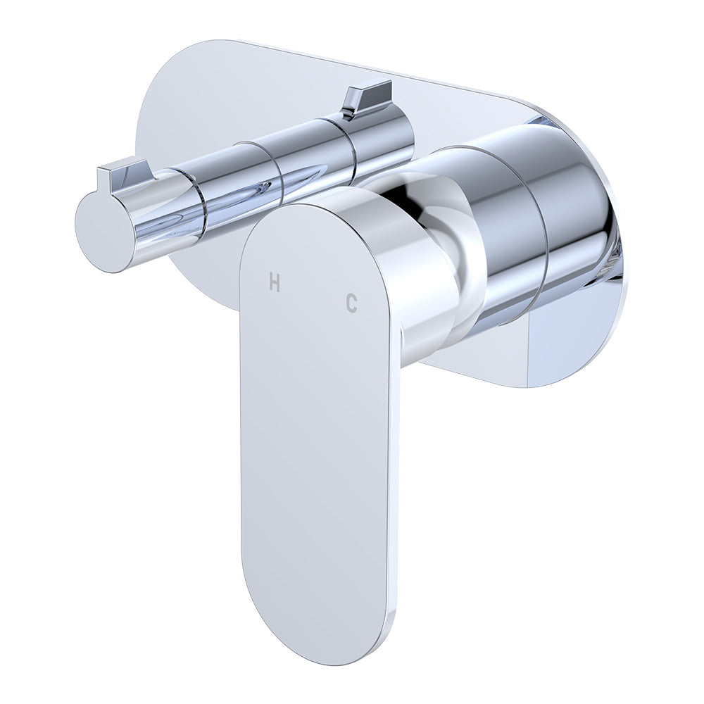 Empire Slim Wall Diverter Mixer, Large Oval Plate, Horizontal - Chrome