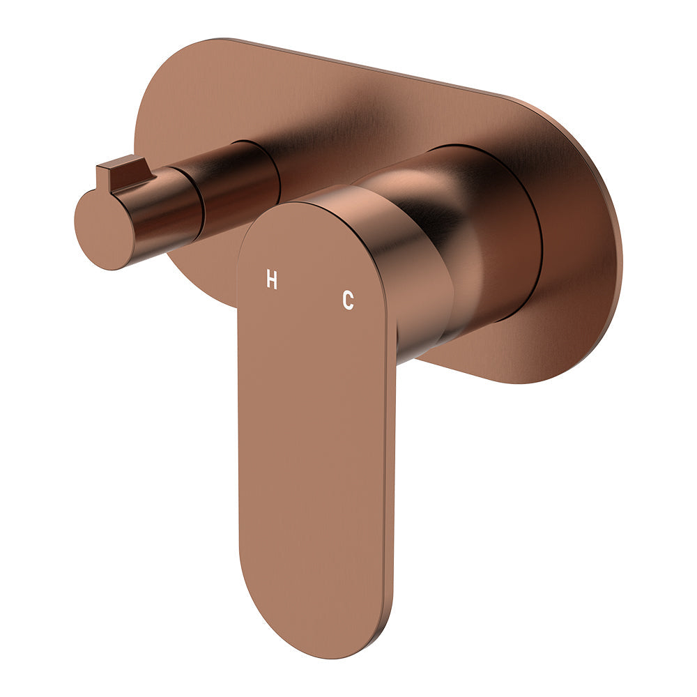 Empire Slim Wall Diverter Mixer, Large Oval Plate, Horizontal - Brushed Copper