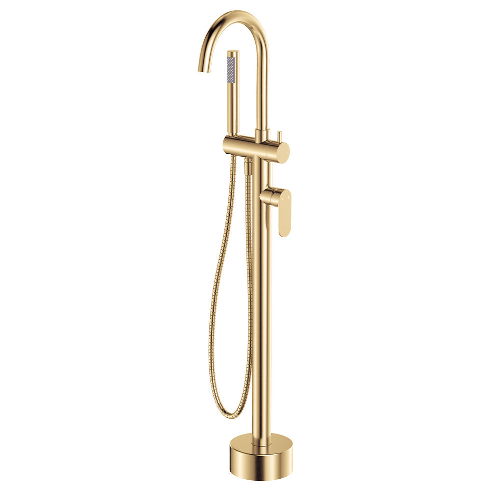 Empire Slim Floor Mounted Bath Mixer with Hand Shower - Urban Brass