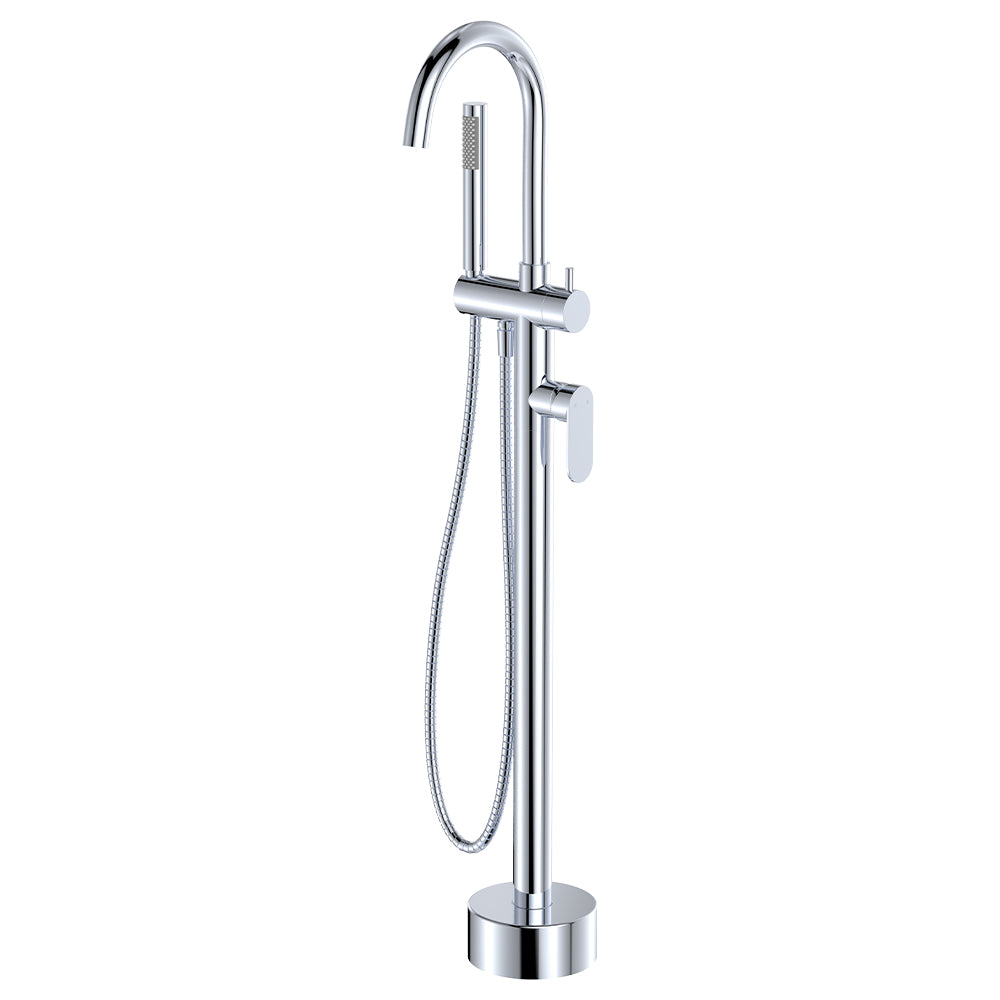 Empire Slim Floor Mounted Bath Mixer with Hand Shower - Chrome