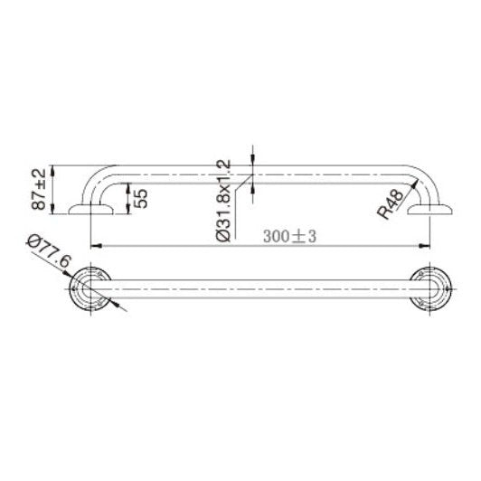 MOBI CARE 300mm Grab Rail TP GRAB300 - Blue Bathware 