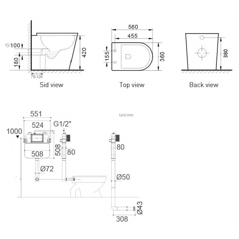 BRAVO-II Toilet Suite - Blue Bathware 