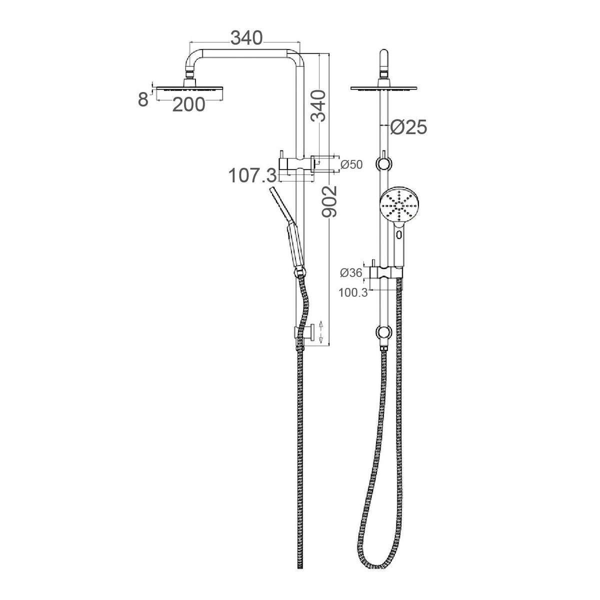 MONDO Multi-Function Shower Rail TP 1300A - Blue Bathware 