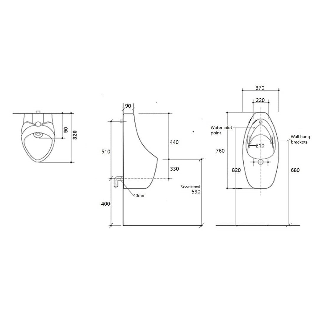 Unicorn Wall Hung Urinal UR01 - Blue Bathware 