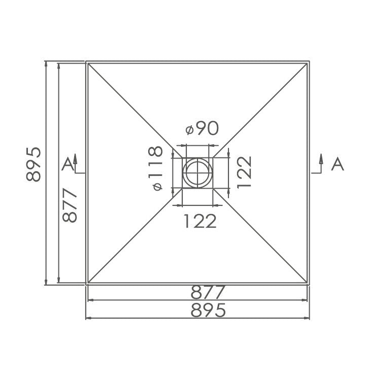 895mm Tile Tray with Grate SB-TT895 - Blue Bathware 