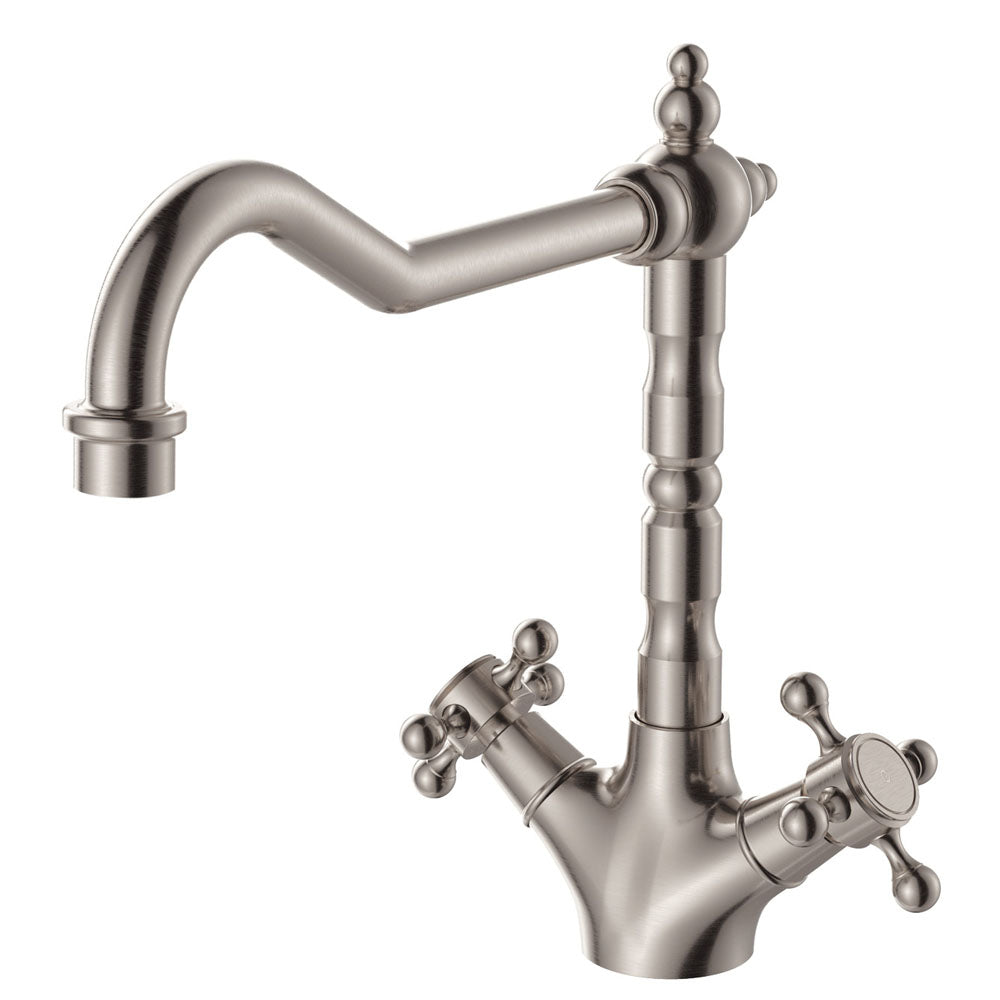 Lillian Shepherds Crook Sink Mixer - Brushed Nickel