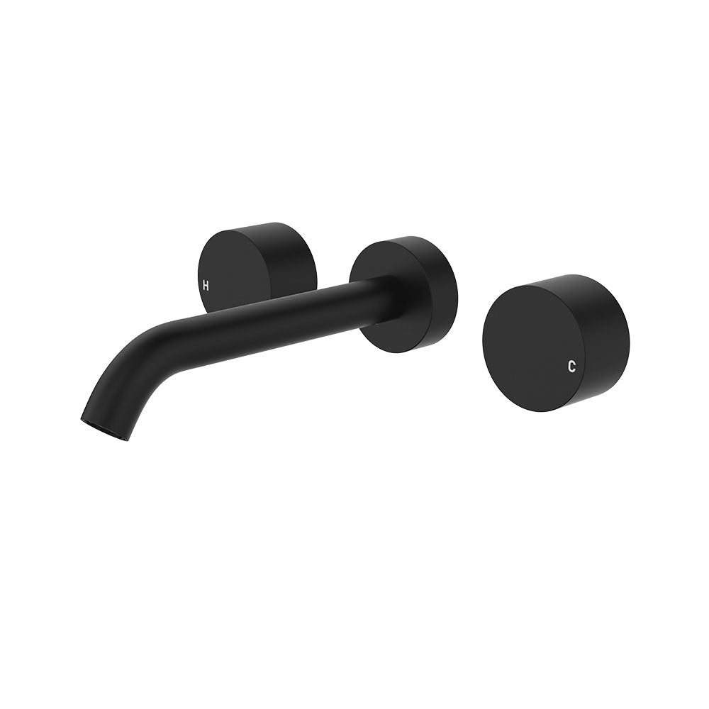 Kaya Wall Set, Round Taps, 180mm Outlet - Matte Black
