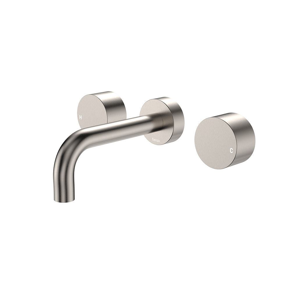 Kaya Wall Set, Round Taps, 130mm Outlet - Brushed Nickel