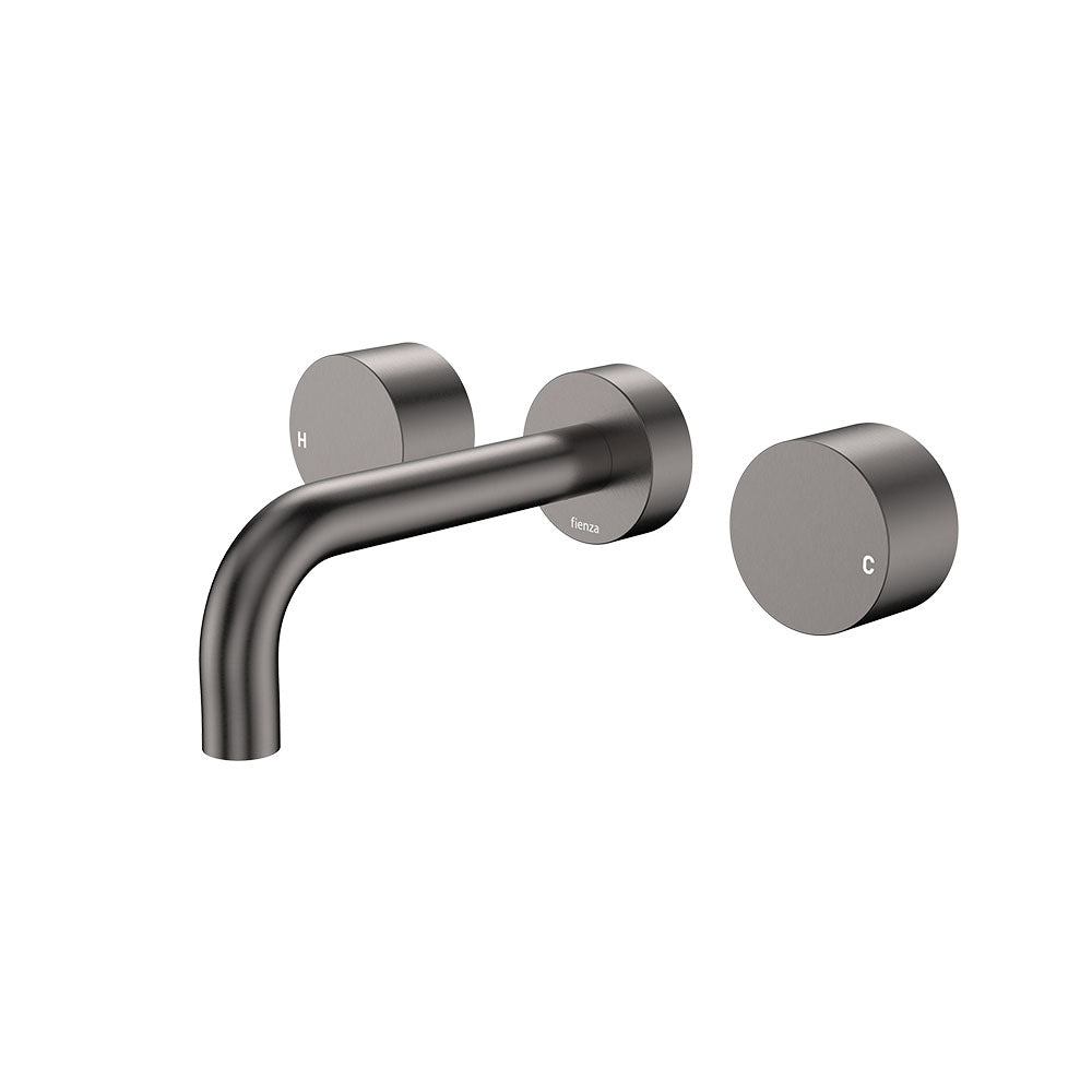 Kaya Wall Set, Round Taps, 130mm Outlet - Gun Metal