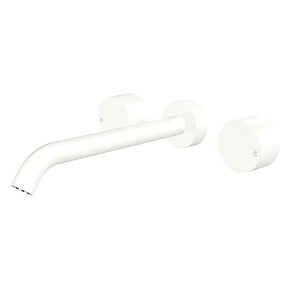 Kaya Wall Set, Round Taps, 220mm Outlet - Matte White