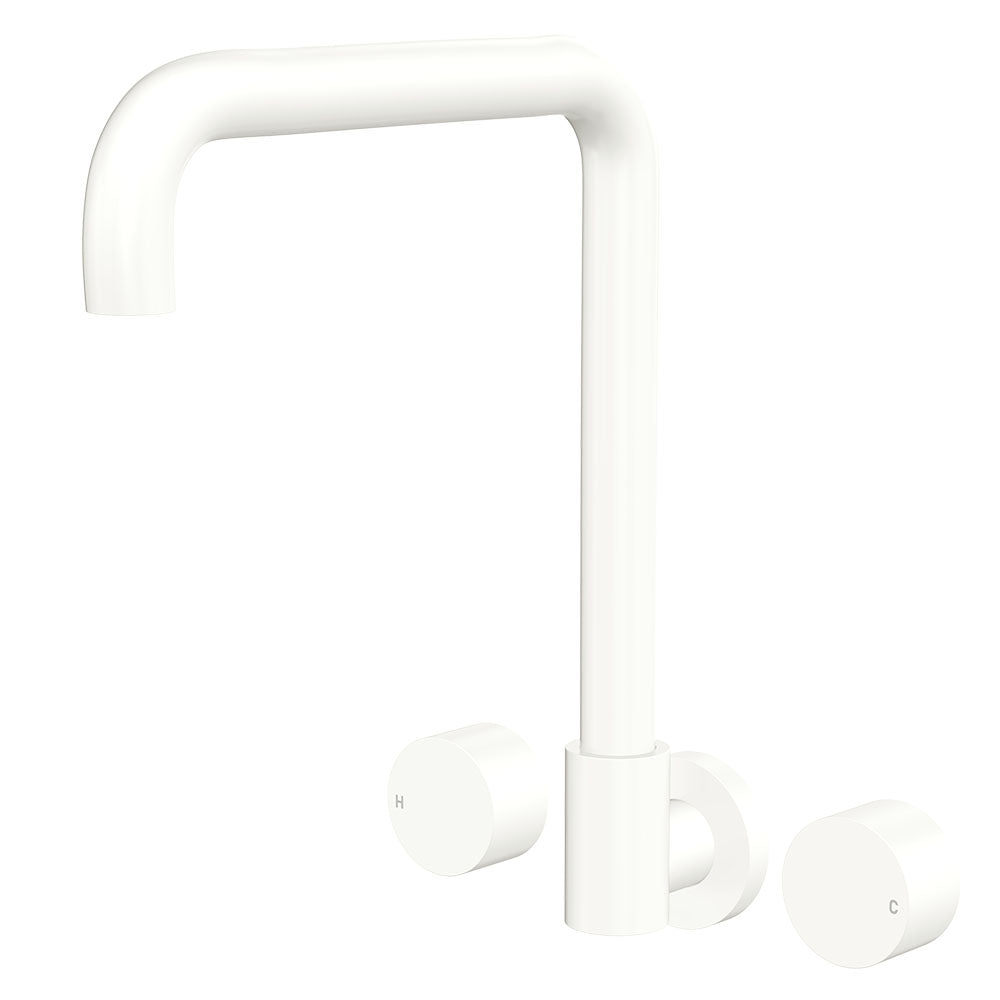 Kaya Squareline Wall Set, Round Taps - Matte White