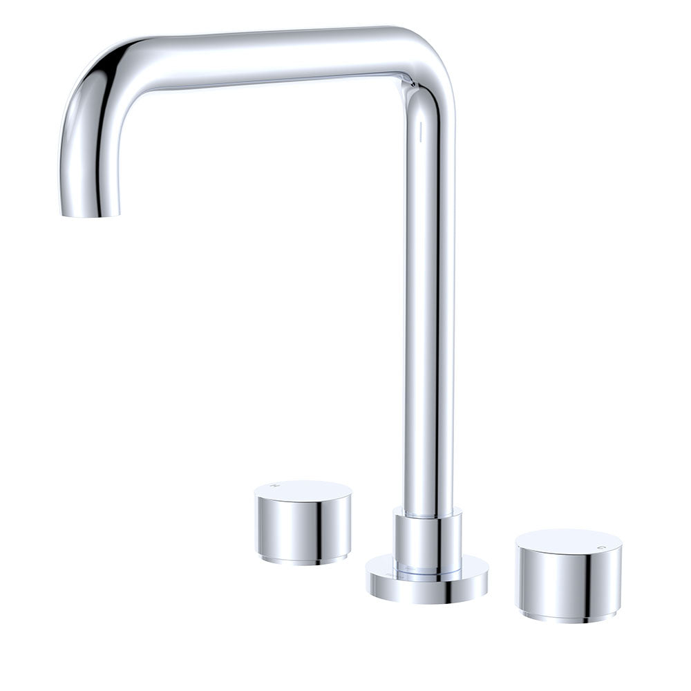 Kaya Squareline Hob Set, Round Taps - Chrome
