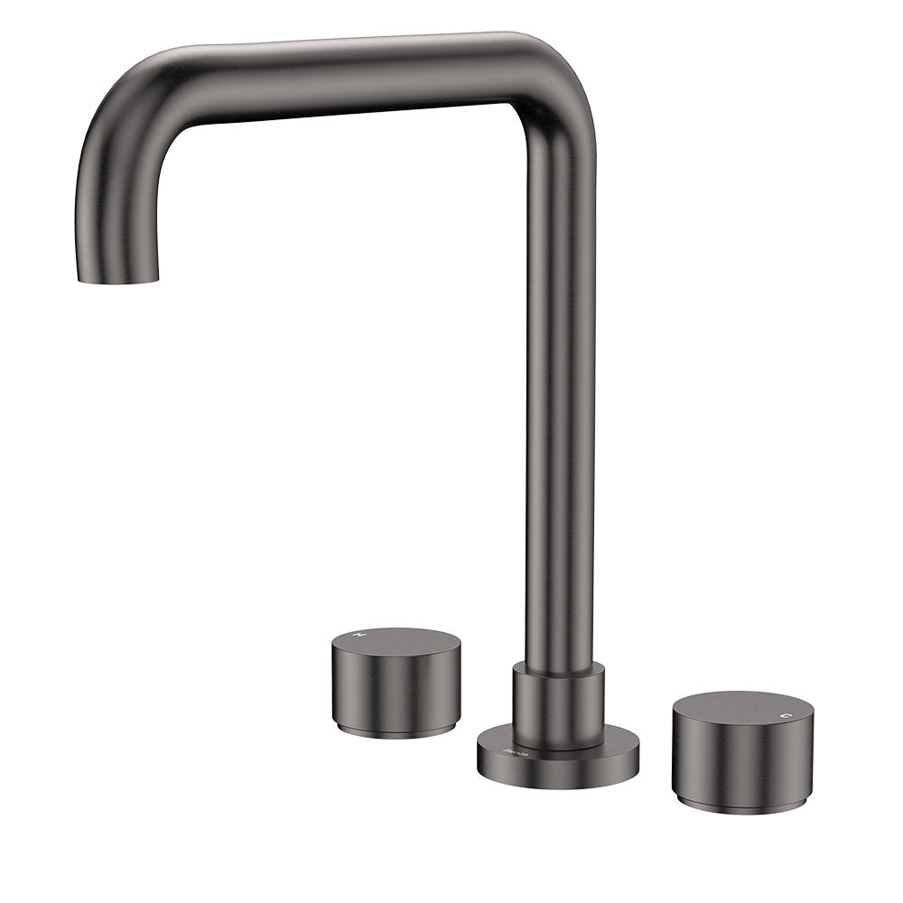 Kaya Squareline Hob Set, Round Taps - Gun Metal