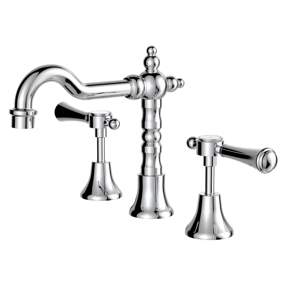 Lillian Lever Basin Set - Chrome with Ceramic White Handle