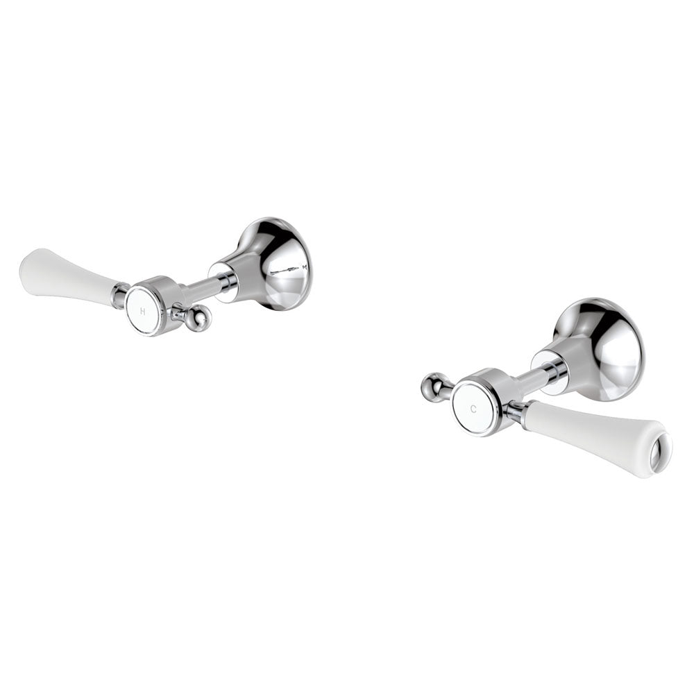 Lillian Lever Wall Top Assemblies - Chrome with Ceramic White Handle