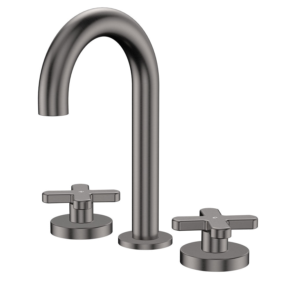 Kaya Round Hob Set, Cross Taps - Gun Metal