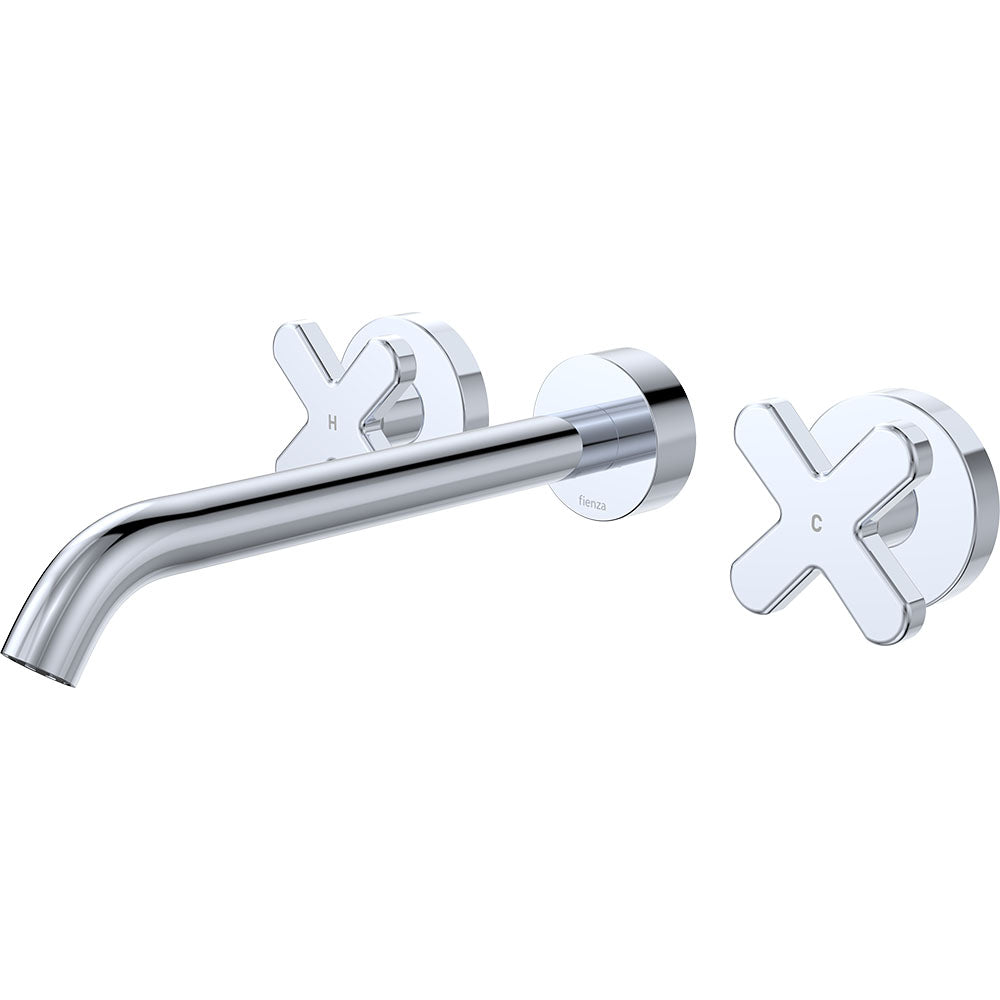 Kaya Wall Set, Cross Taps, 220mm - Chrome