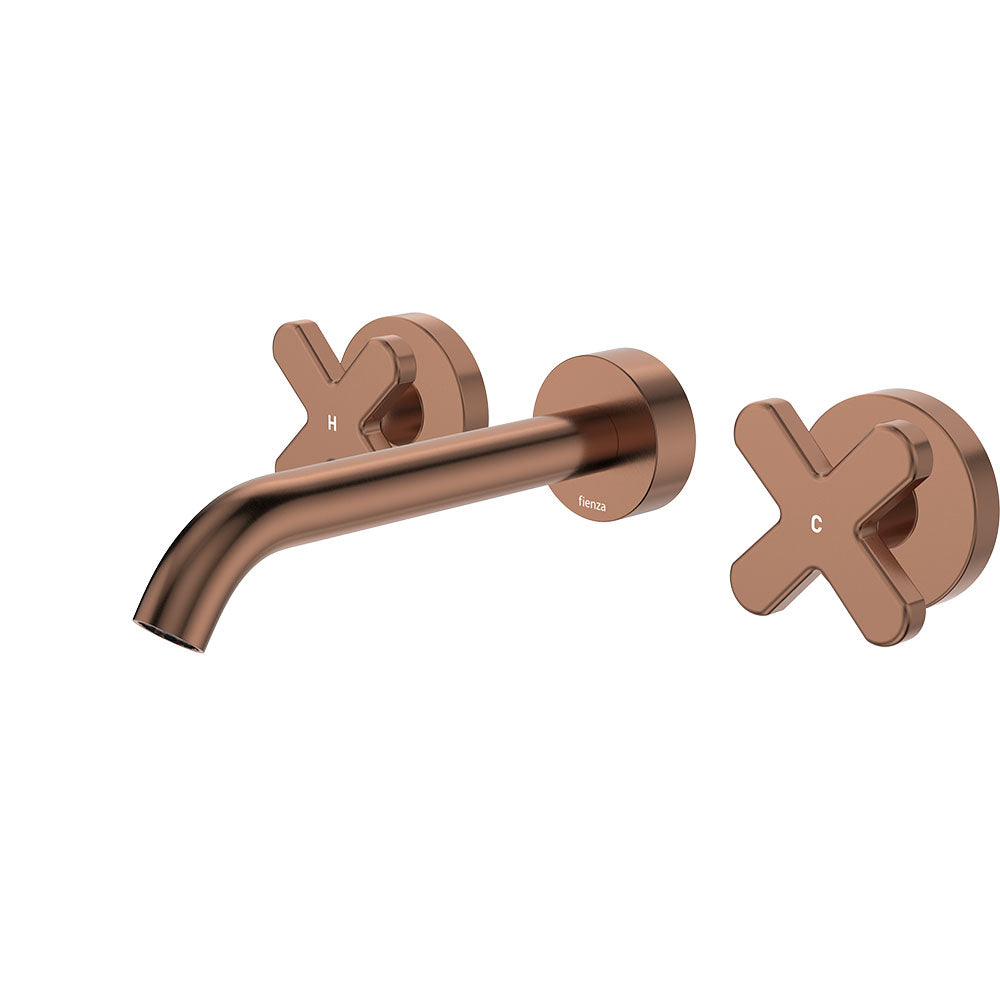 Kaya Wall Set, Cross Taps, 180mm - Brushed Copper