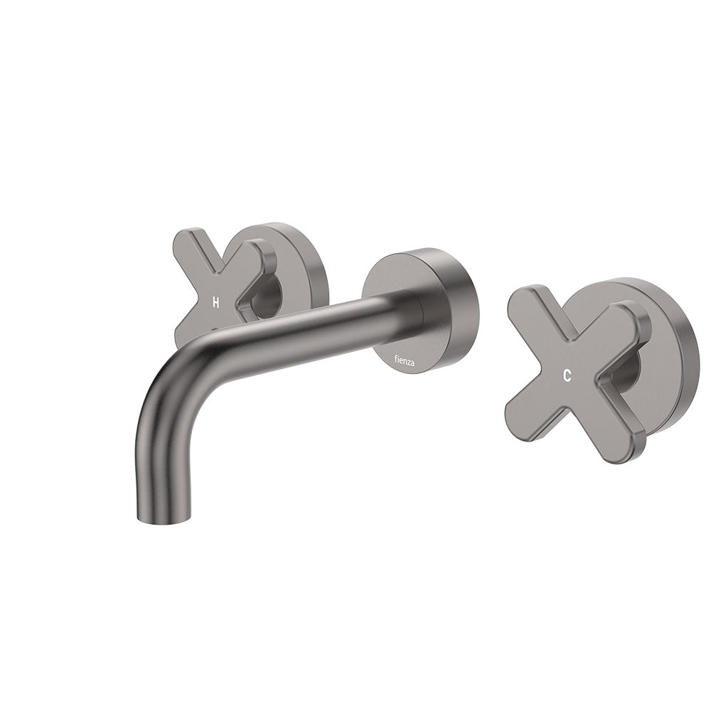 Kaya Wall Set, Cross Taps, 130mm - Gun Metal
