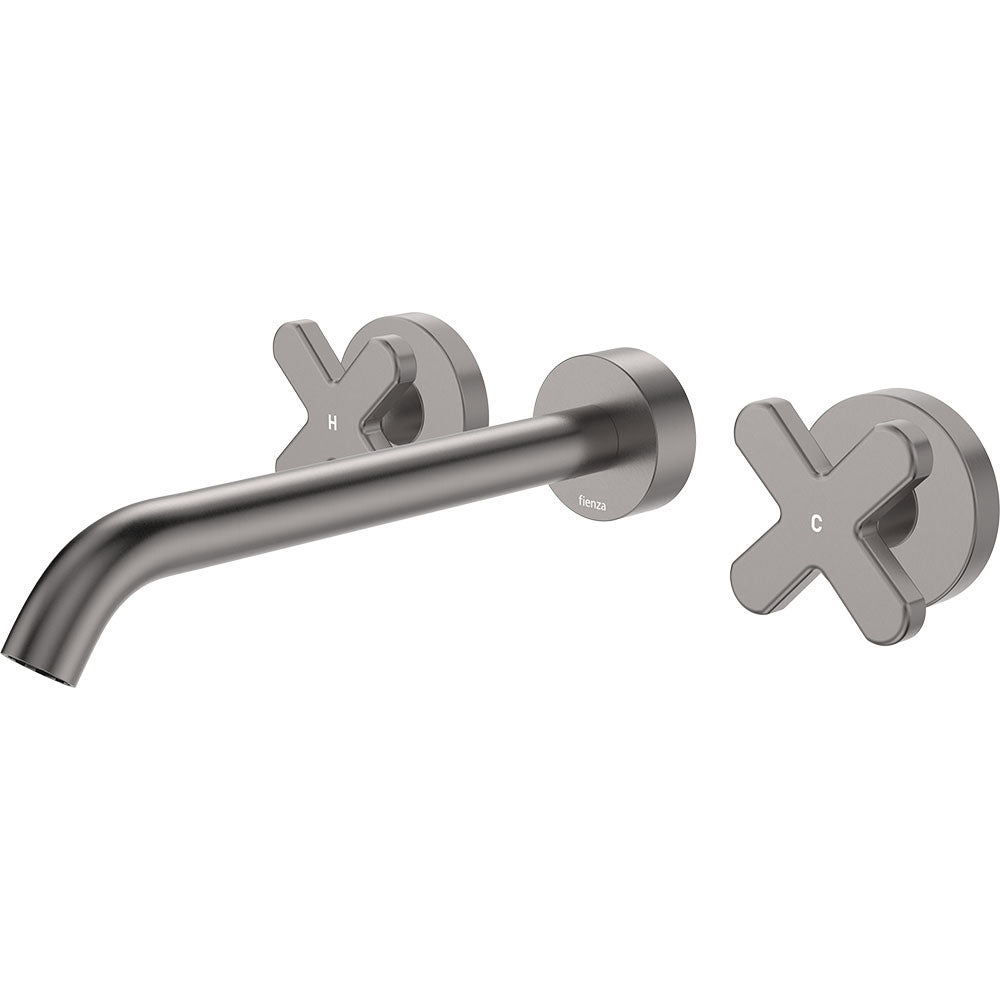 Kaya Wall Set, Cross Taps, 220mm - Gun Metal