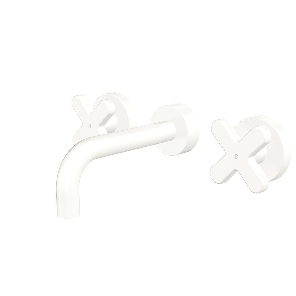 Kaya Wall Set, Cross Taps, 130mm - Matte White