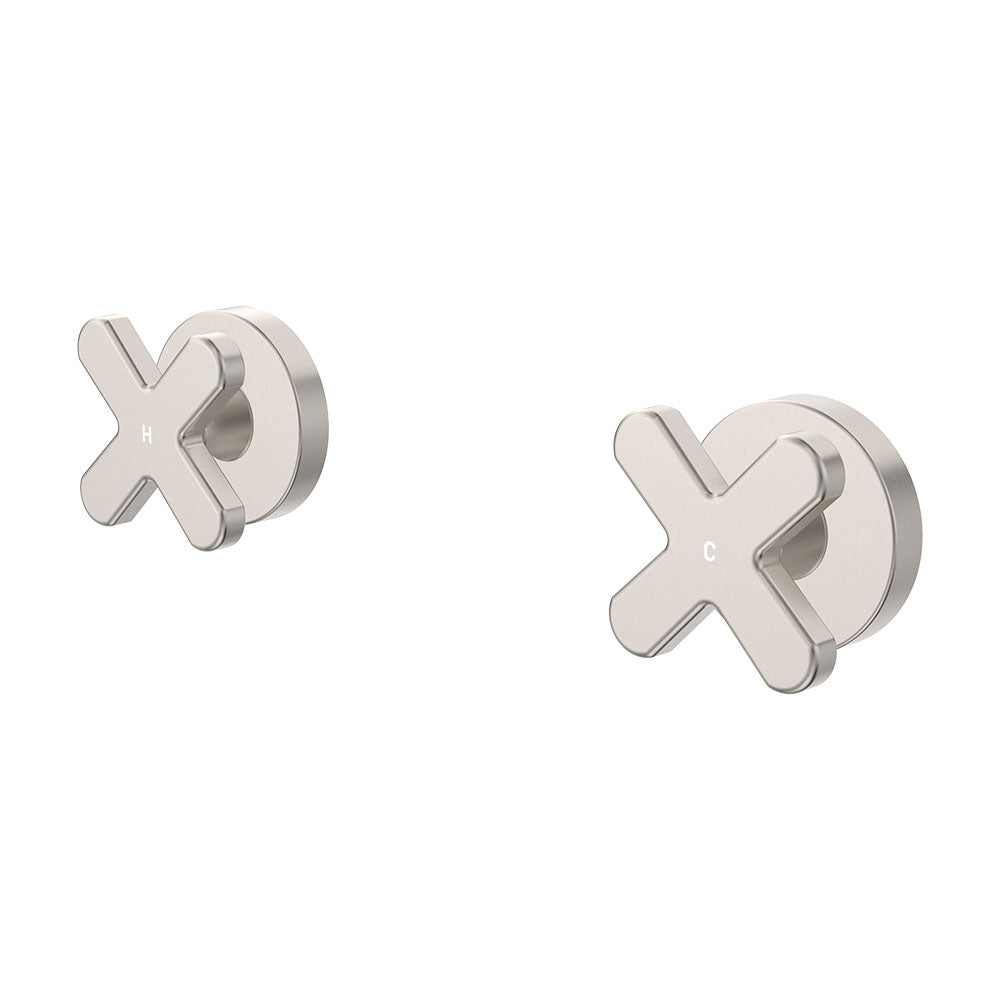 Kaya Cross Wall Taps - Brushed Nickel