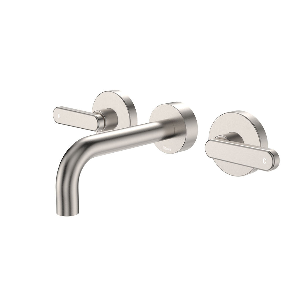 Kaya Wall Set, Lever Taps, 130mm - Brushed Nickel