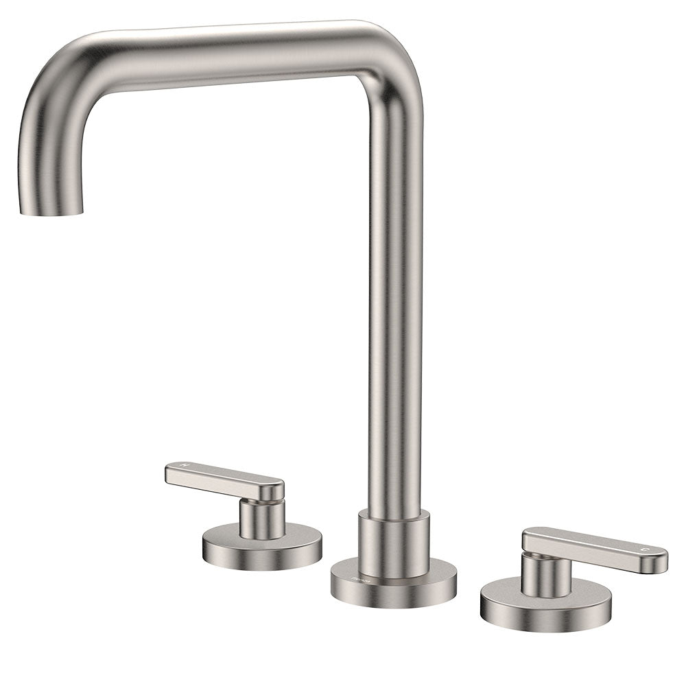 Kaya Squareline Hob Set, Lever Taps - Brushed Nickel