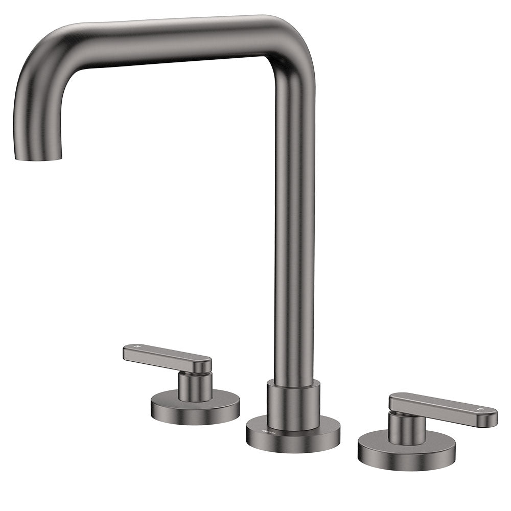 Kaya Squareline Hob Set, Lever Taps - Gun Metal