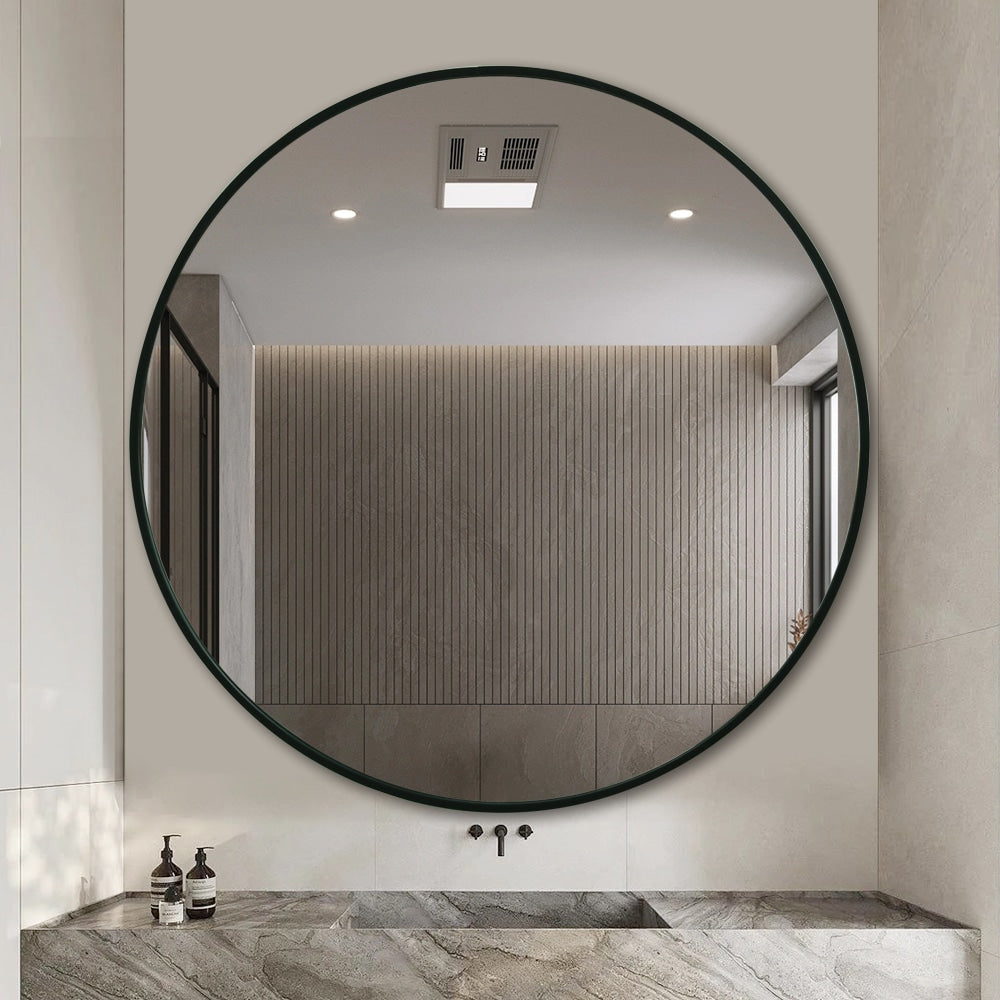 Modern Round Wall Mirror – 120cm Aluminium Frame (Gold or Black)