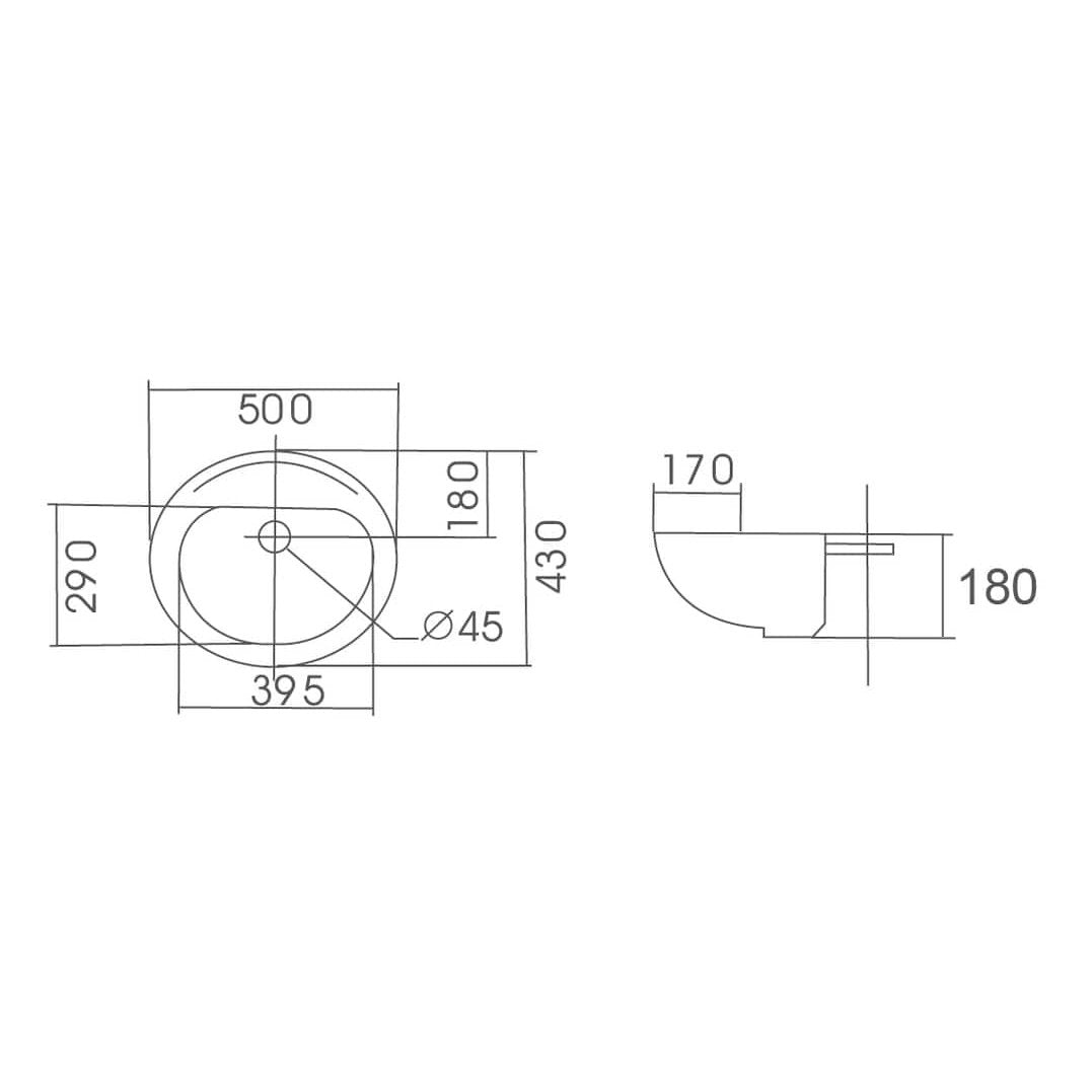 COMO Semi-Recess Basin WB 5043 - Blue Bathware 