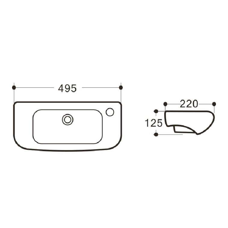 HUGO Wall Hung Basin WB 3328B - Blue Bathware 