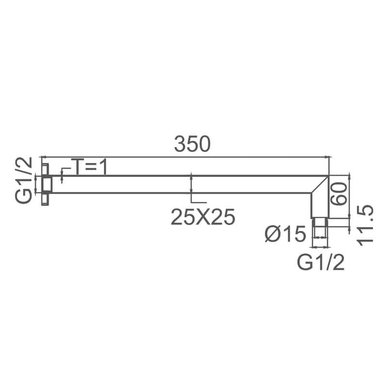DOCCIA Square L-Shape Shower Arm SH SQARM - Blue Bathware 