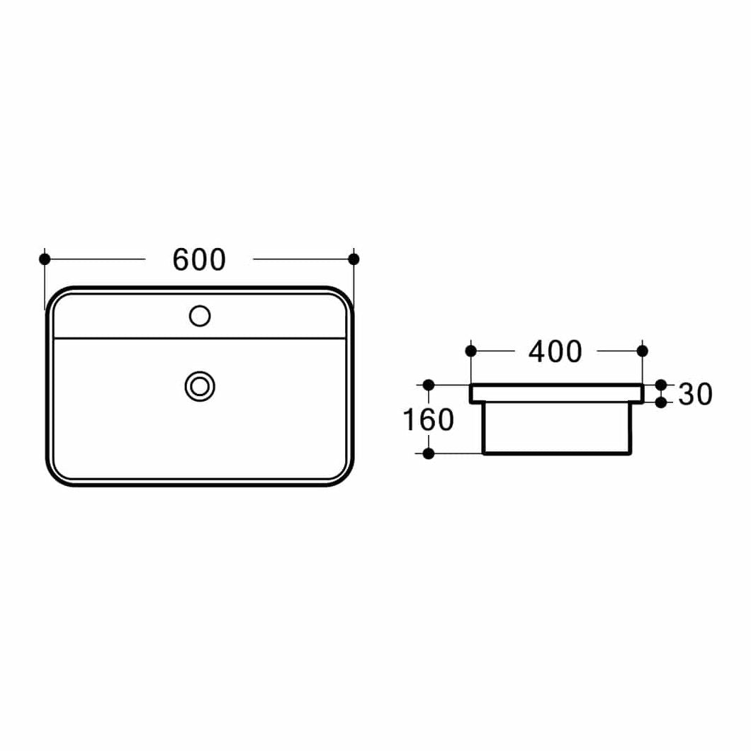 VENICE 600 Half Insert Basin WB 6040 - Blue Bathware 