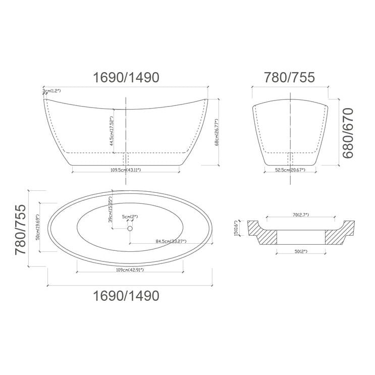 CURO Free Standing Bath Tub - Blue Bathware 