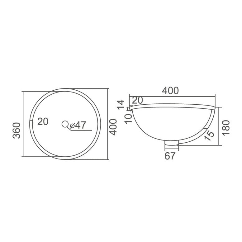 RENO Under Counter Basin WB 4040U - Blue Bathware 